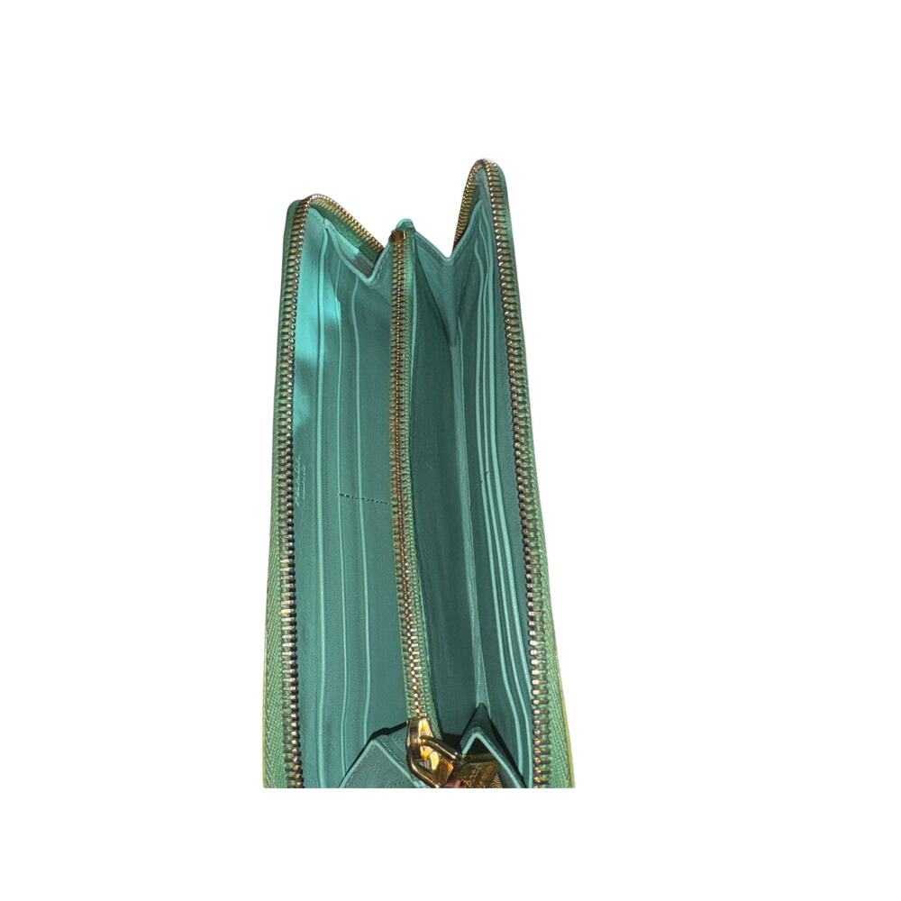 PRADA Saffiano Patent Leather Zip-Around Wallet in Apple / Mint Green - Picture 6 of 11